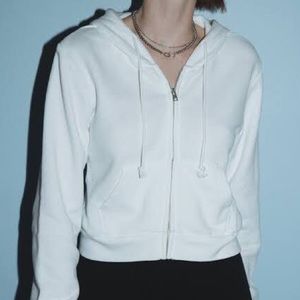 brandy melville white crystal cropped hoodie
